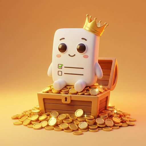 Mascot with a crown on gold coins